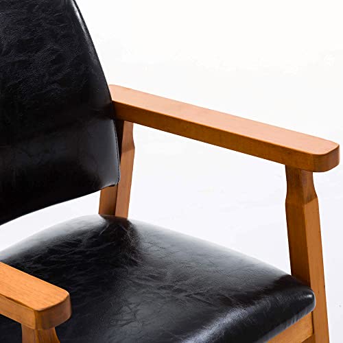 DAGONHIL Modern Walnut Dining Chair Accent Chair Armrests Wooden Chair