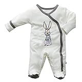 Babysoy Newborn Jane Goodall Endangered Animal Print Long Sleeve Footie Coverall PJS Rabbit/Thunder 3-6 Months