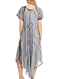 Sakkas Yasmin Tie Dye bordado Sheer Cap Sleeve Sundress   Cubrir