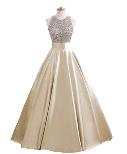 HEIMO Women's Sequins Keyhole Back Evening Ball Gown Beaded Prom Formal Dresses Long H095 0 Champagne