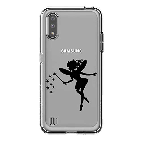 Cokitec Transparent Case for Samsung Galaxy A01 Magic Fee Design Black