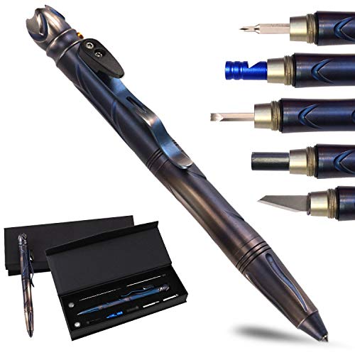 Practical Survival Pen, Emergency Window Glass Breaker with 303 Stainless Steel body & Tungsten Steel Tip, Tactical Pen, Self-defence Survival Tool, Flash Light Pen for EDC & Travelling - Gift Box