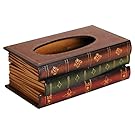 Elegant Hand Crafted Wooden Scholar's Antique Book Tissue Box Dispenser