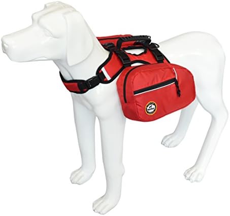 WALKKING WAYS Dog Backpack Hiking Carrier Camping Gear Travel Saddle Bag Outdoor Training Service Weighted Vest, 2 in 1 Medium & Large, Red