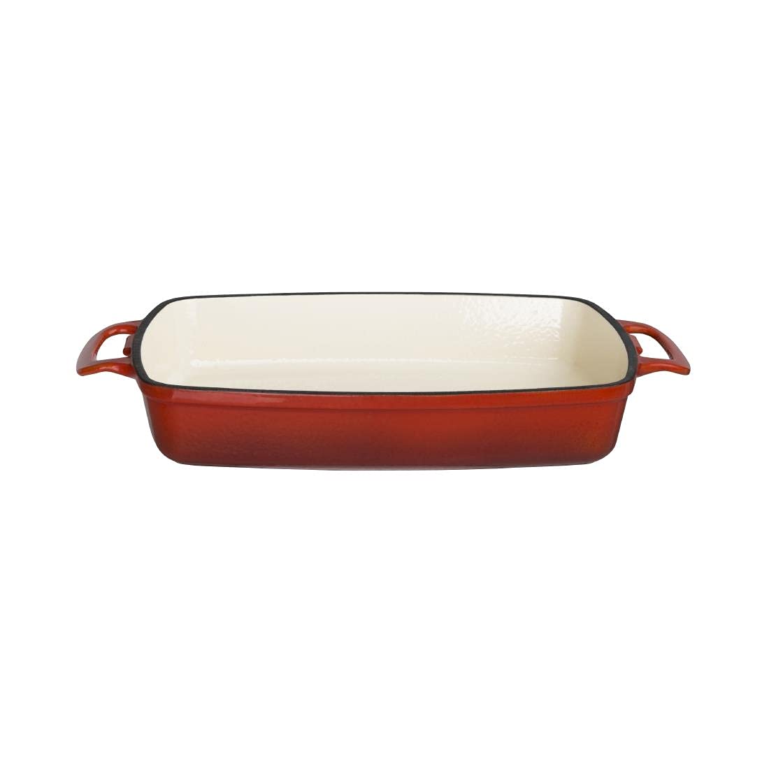 Vogue GH320 Rectangular Red Cast Iron Dish 2.8Ltr 55X390X235mm Baking Roasting