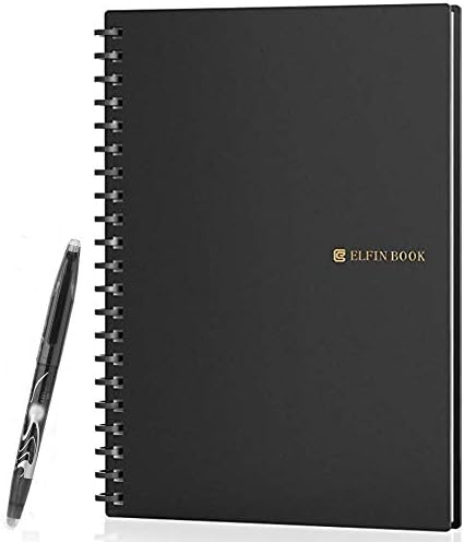 Elfinbook 2.0 Reusable Notebook Spiral Wirebound Microwave Erasable Smart Notebook Cloud Storage Flash Storage App Connection School Office Supplies B5 Size 60 Pages