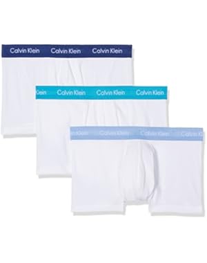 Calvin Klein 3-Pack Low-Rise Waistband Men's Boxer Trunks, White with blue