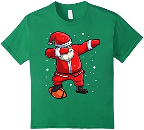 Kids Dabbing Santa Football T Shirt Claus Christmas Funny Dab X-m 10 Kelly Green