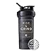 Motivational Quote on Blender Bottle Brand Shaker Bottle, 20 or 28 ounce capacity, Fitness Gift, Includes BlenderBall Whisk, Dishwasher Safe (ProStak with Storage - Rise Black)