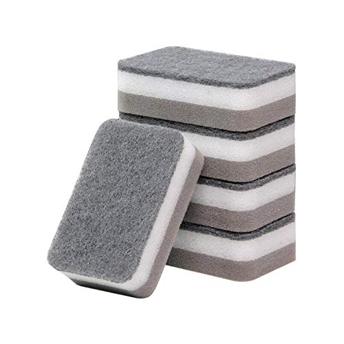 Friendly 5 Piece Washing Up Sponge Scouring Pad for Kitchen and Bathroom Multi Use Magic Cleaning Double-Sided Non-Scratch