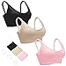 Romere 3PACK Womens Nursing Bra Bralette for Maternity and Breastfeeding Seamless Wireless Breathable Sleep, Large, Black/Beige/Pink/Gray/Purplebean