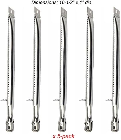 SB2411 (5-pack) Stainless Steel Straight Burner Replacement for Lowes BBQ Grillware, Charmglow, North American Outdoors and Perfect Flame Grills