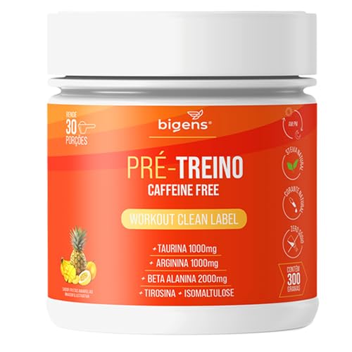Pré Treino Bigens, Sem Cafeína, Adoçantes e Corantes Naturais, 300g (Unidade, Frutas Amarelas)