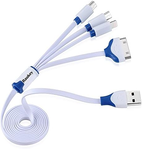 Multi Charging Cable [2 Pack - 3.3ft Lengthened] - Raukey Premium Quality 4 in 1 Multiple USB Charging Cable
