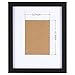 ONE WALL 8x10 Picture Frame with Mats for 5x7 or 4x6 Photo, Black Photo Frame Made of Solid Wood with Tempered Glass for Wall and Tabletop - Mounting Hardware Included