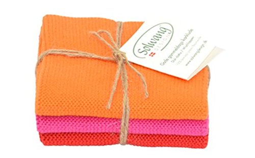Solwang Cleaning Cloths Pink Orange Red Knitted Cloth Cotton Wipes Stainless Steel