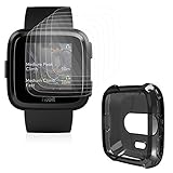 HEYSTOP Fitbit Versa Screen Protector with Case [6+1PACK], Screen Protector for Fitbit Versa HD anti-fingerprint, scratch-resistant Protect the screen of Fitbit Versa Smartwatch