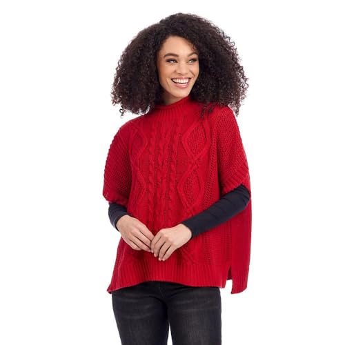 Mud Pie Women's Claude Cable Knit Sweater Red