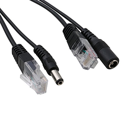 UHPPOTE 1 Pair Power Over Ethernet Passive PoE Adapter Injector + Splitter Kit PoE Cable (Black)