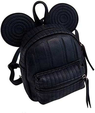Cute Mini Backpack Lightweight PU Leather Cartoon Mouse Ear Small Backpack Travel Daypacks for Women/Girls, Black1