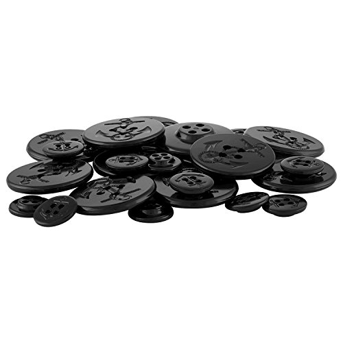 ButtonMode Universal Pea Coat Buttons 24pc Set Includes 12 Jacket Front Buttons x 32mm (1¼ Inches) and 12 Jacket Sleeve Buttons x 15mm (5/8 Inch), Black, 24-Buttons - Thumbnail 2