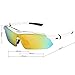 Jimmy Orange Multi Sport Sunglass Polarized Goggle with 5 Interchangeable Lenses Mirrored Outdoor Running Cycling Sunglasses with Carrying Case with Hook JO0868 (white)