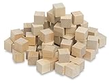 3/4” Wooden Cubes, Box of 50 Unfinished Square Wooden Birch Blocks, Math Wood Square Blocks, Puzzle Making, Crafts, And DIY Projects (3/4 inch Mini Wood Cubes).