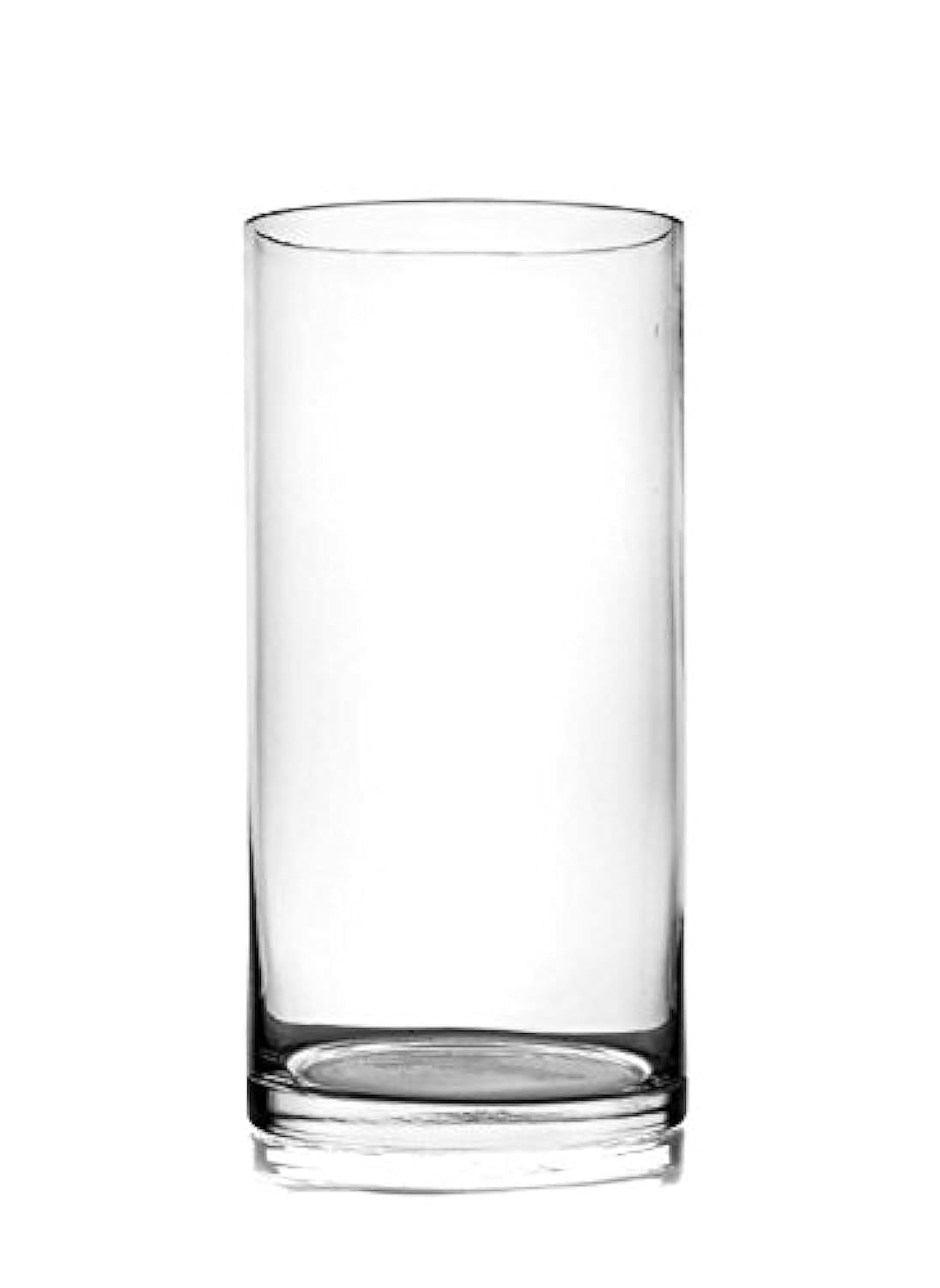 25cm Tall Handmade Clear Glass Cylinder Flower Vase