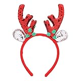 Bicolor Christmas Headband for Women Xmas Antlers Headwear Accessories-Deer Angel Wings Santa Claus Caps Snowflake Headbands Decorations for Festival Holiday Party Cosplay (Holly flower)