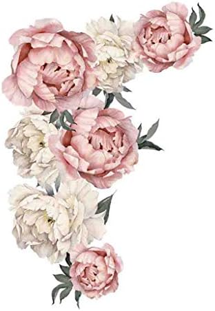 uaswguDFS Decorative Wall Sticker - Peony Rose Flowers Pattern Creative Stickers Wall/Waterproof/Removable/Self-Adhesive Wall Window Decoration, Vinyl Decal Background Sticker