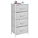 mDesign Tall Dresser Storage Tower Stand with 4 Removable Fabric Drawers - Steel Frame, Wood Top Organizer for Baby, Kid, and Teen Bedroom, Nursery, Playroom, or Dorm - Gray/White Polka Dot