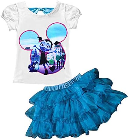 AOVCLKID Vampirina Little Girls' 2Pcs Suit Cartoon Shirt and Skirt Set