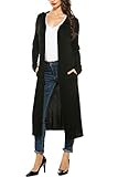 Meaneor Women's Long Sleeve Waterfall Hoodies Open Front Maxi Cardigan Sweater Black XXL