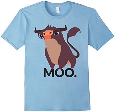 Mens Funny Angry Bull Moo Cow Ranch Animal Printed T Shirt Large Baby Blue