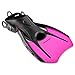 Phantom Aquatics Snorkel Fins, Swim Fins Travel Size Short Adjustable for Snorkeling Diving Adult Men Women Kids Open Heel Swimming Flippers + Net Carry Bag (Pink, Small (US Men's 4-7))