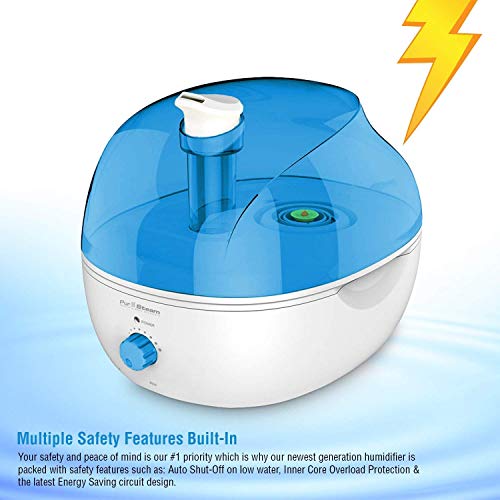Cool Mist Humidifier, 11 Variable Mist Control Settings, Nightlight, Superior Ultrasonic 2.2 Liter Whisper-Quiet Operation, Ideal for Baby Rooms, Auto Shut-Off, 20 hours Operating Time