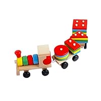 MoGist Construction Toys Building Set Wooden Building Blocks Toy Stacking Train - Classic Wooden Toddler Toy Educational Learning Toy for Boy/Girl Above 12 Month