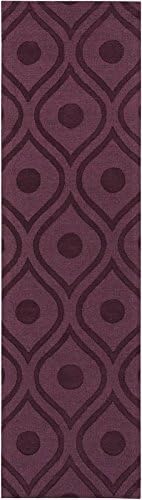 Solid/Striped 2'3"x10' Runner Area Rug in Grape color from Central Park Cara Collection