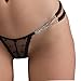 Iooho Women's Crystal Chain G-String Sheer Lace Micro Bikini Thong Sexy Lingerie T-Back Panties, Black, Free Size