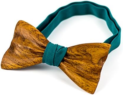 Wooden Bow Tie OKTIE Original Classic Handmade For Men Green Brown Oak Wood Gift Box