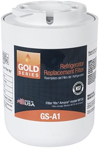 Gold Series GS-A1 Refrigerator Water Filter Replacement, Fresh Drinking Water Filtration Coconut Shell Carbon Block, Fits Amana WF-30, Kenmore 46-9014, Reduce Sediment, Dirt, Rust, Chlorine,Odor