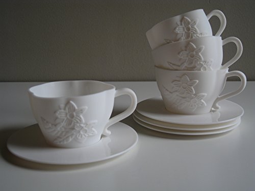 White Teacup Cupcake Silicone Liner Mold Bake And Serve Cups Set of 4