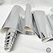 ZAIONE 8” x 53” (21cm x 135cm) Roll Mirrored Leather PU Leatherettes Fabric Smooth Bows Faux Shiny Metallic Material for Shoes Bag Sewing Patchwork DIY Craft Applique(Silver)