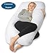 QUEEN ROSE Pregnancy Pillow -Maternity Body Pillow U Shaped,Support Back/Neck/Head with Cooling Cover (55in, White)