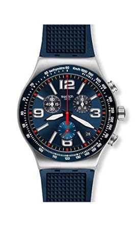 Swatch Herren Chronograph Quarz Uhr mit Gummi Armband YVS454