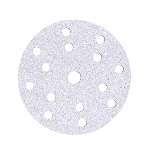 Mirka Basecut White Hook and Loop Hook It 150mm 6 Inch Sanding Discs - Box 100 Abrasive P80 Grit Automotive Refinishing Sandpaper Sanding Discs 15 Hole Vacuum Dust Extraction System