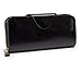 Yafeige Large Luxury Women's RFID Blocking Tri-fold Leather Wallet Zipper Ladies Clutch Purse(1-Waxed Black)