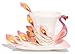 HindaWi Hand Crafted Porcelain Enamel Graceful Peacock Tea Coffee Cup Set with Saucer and Spoon, Pink