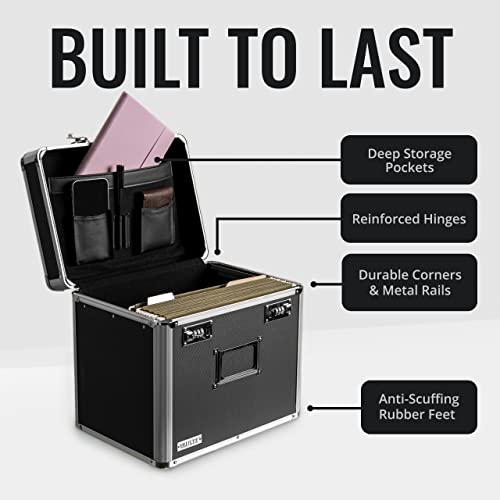 Vaultz Locking File Organizer Box 13.5 x 13.25 x 10.5 Inch Large