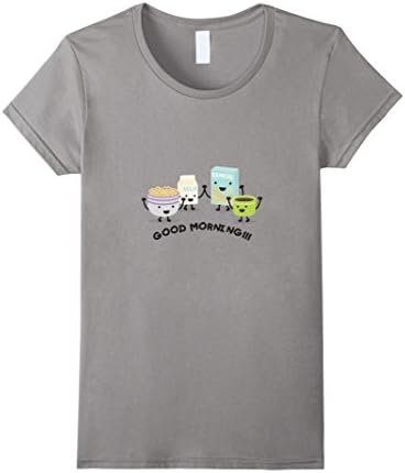 Women's Cute Good Morning - Breakfast Time T-Shirt / Cereals, Coffe  Medium Slate